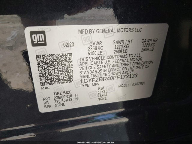 Продаж на аукціоні авто 2023 Cadillac Xt4 Awd Luxury, vin: 1GYFZBR40PF173133, номер лоту: 45136623