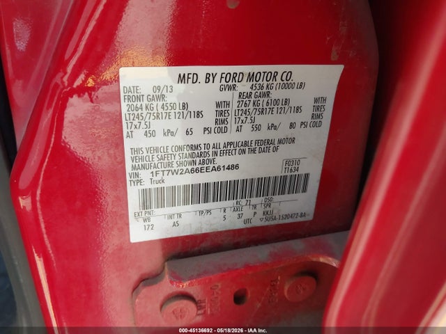 Ford F-250 Xl 2014 1FT7W2A66EEA61486 Image 9