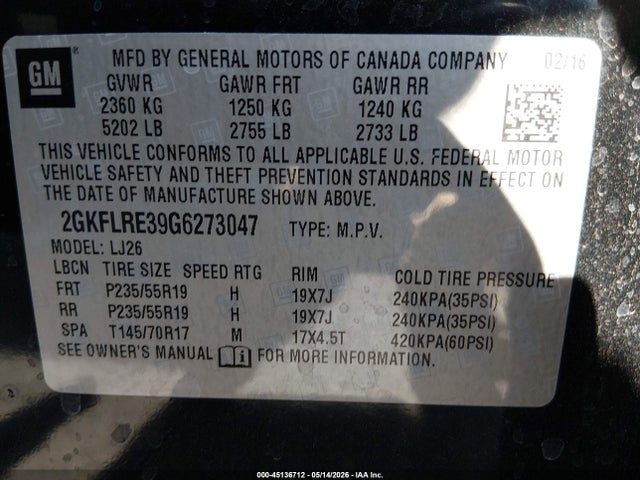 Продаж на аукціоні авто 2016 Gmc Terrain Denali, vin: 2GKFLRE39G6273047, номер лоту: 45136712