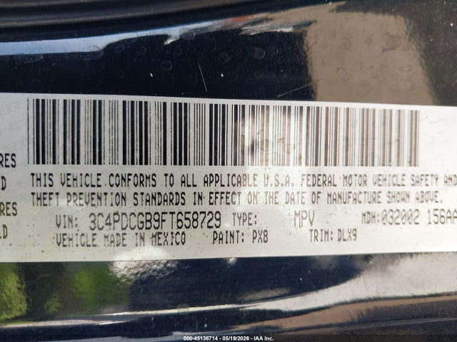45136714 :رقم المزاد ، 3C4PDCGB9FT658729 vin ، 2015 Dodge Journey Crossroad مزاد بيع
