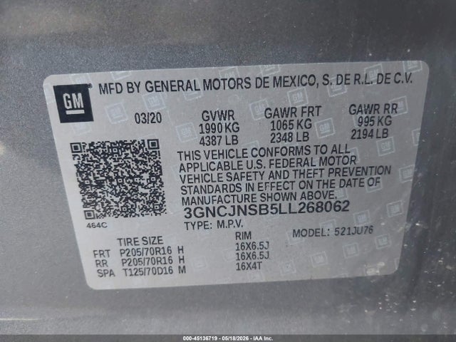 Chevrolet Trax Awd Ls 2020 3GNCJNSB5LL268062 Image 9