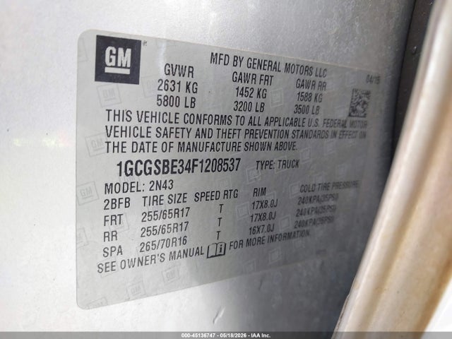 Chevrolet Colorado Lt 2015 1GCGSBE34F1208537 Image 9