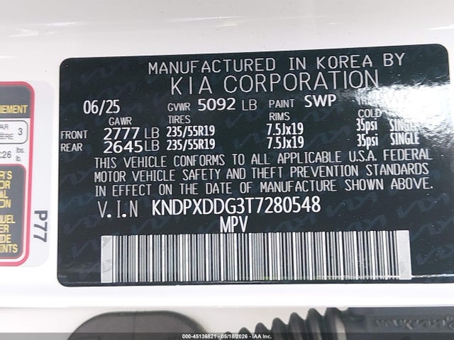 45136821 :رقم المزاد ، KNDPXDDG3T7280548 vin ، 2026 Kia Sportage Hybrid Sx-prestige مزاد بيع