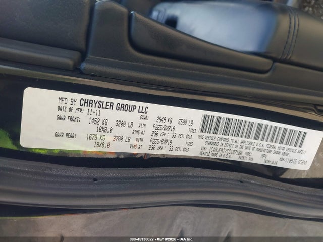 2012 Jeep Grand Cherokee Laredo მანქანა იყიდება აუქციონზე, vin: 1C4RJFAT7CC187160, აუქციონის ნომერი: 45136827