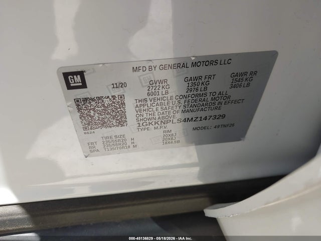 Продажа на аукционе авто 2021 Gmc Acadia Fwd Denali, vin: 1GKKNPLS4MZ147329, номер лота: 45136829