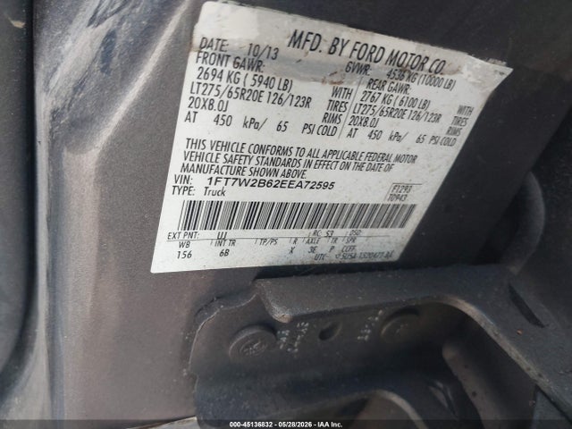 Aukcja sprzedaży 2014 Ford F-250 Lariat, vin: 1FT7W2B62EEA72595, numer aukcji: 45136832