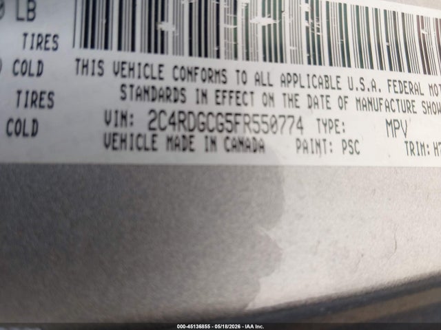 Dodge Grand Caravan Sxt 2015 2C4RDGCG5FR550774 Image 9