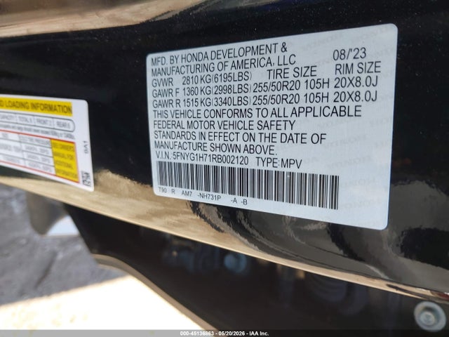 Honda Pilot Touring 2024 5FNYG1H71RB002120 Image 9