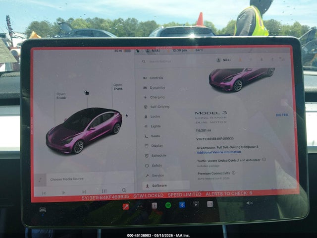 Aukcja sprzedaży 2019 Tesla Model 3 Long Range/performance, vin: 5YJ3E1EB4KF469935, numer aukcji: 45136903