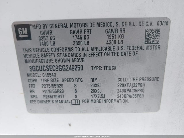 Chevrolet Silverado C1500 Ltz 2016 3GCUCSEC9GG249250 Image 9