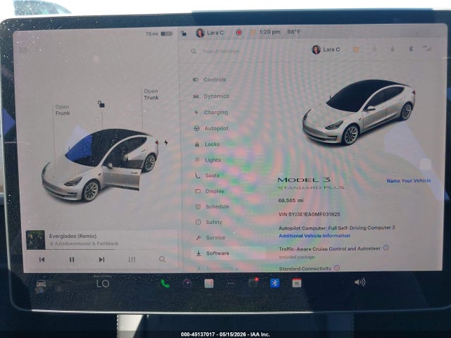 Aukcja sprzedaży 2021 Tesla Model 3 Standard Range Plus Rear-wheel Drive, vin: 5YJ3E1EA0MF031925, numer aukcji: 45137017