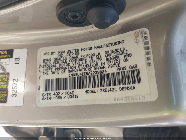 Продажа на аукционе авто 2010 Toyota Corolla Le, vin: 1NXBU4EE5AZ233824, номер лота: 45137029