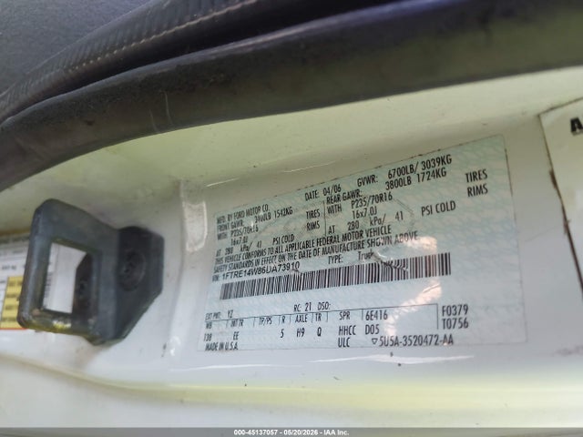45137057 :رقم المزاد ، 1FTRE14W86DA73910 vin ، 2006 Ford E-150 Commercial/recreational مزاد بيع