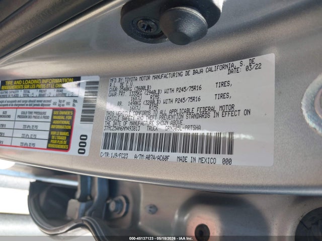 Продаж на аукціоні авто 2022 Toyota Tacoma Sr5 V6, vin: 3TMCZ5AN6NM493813, номер лоту: 45137123