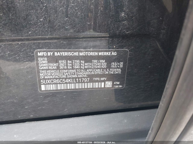 Aukcja sprzedaży 2019 Bmw X5 Xdrive40i, vin: 5UXCR6C54KLL11797, numer aukcji: 45137154