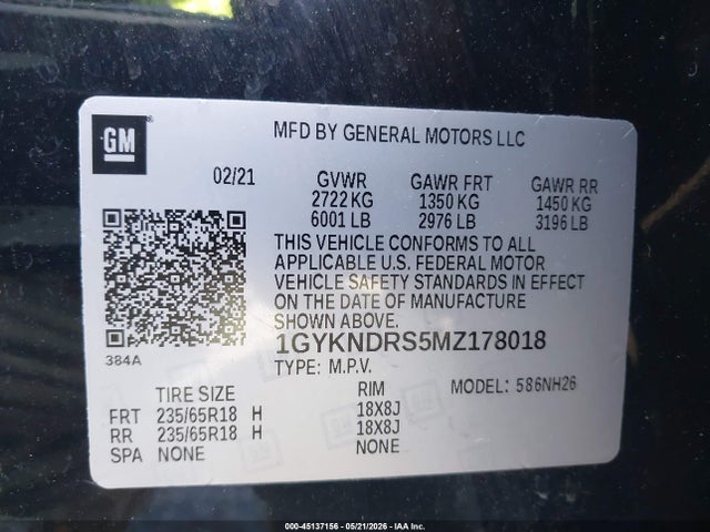 Продаж на аукціоні авто 2021 Cadillac Xt5 Awd Premium Luxury, vin: 1GYKNDRS5MZ178018, номер лоту: 45137156