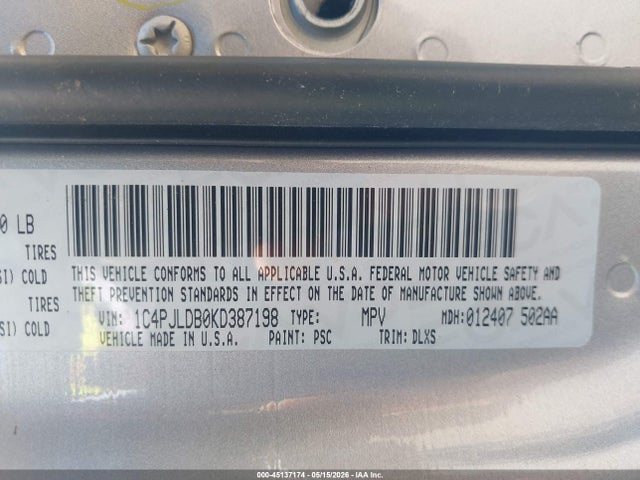 Продажа на аукционе авто 2019 Jeep Cherokee Limited Fwd, vin: 1C4PJLDB0KD387198, номер лота: 45137174