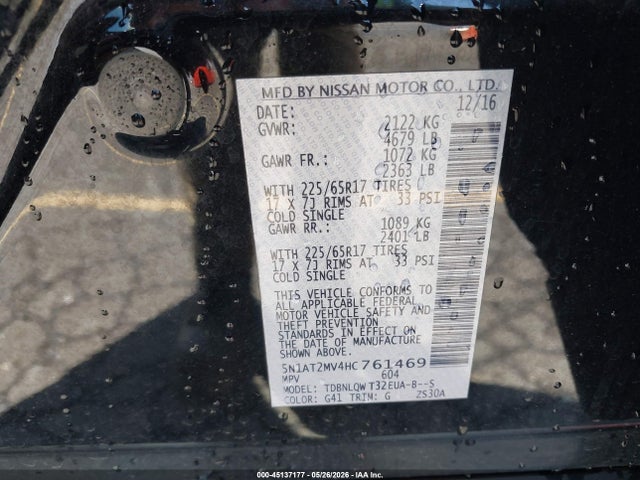 5N1AT2MV4HC761469 Nissan ROGUE SV