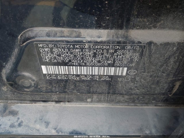 Aukcja sprzedaży 2013 Lexus Gs 350, vin: JTHBE1BLXD5028578, numer aukcji: 45137215