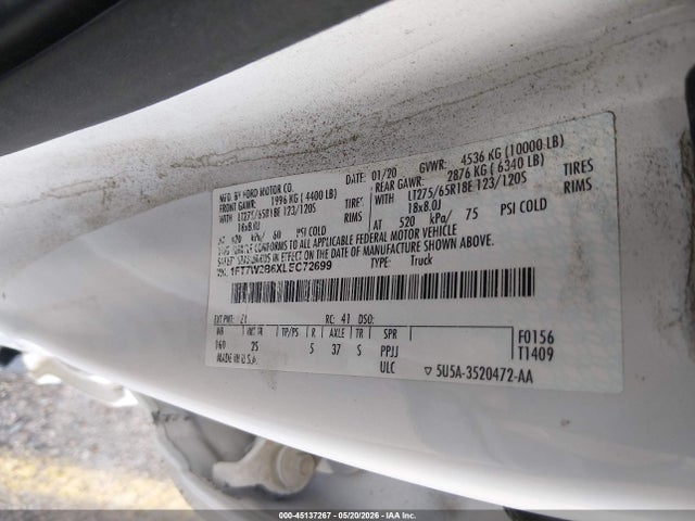 Aukcja sprzedaży 2020 Ford F-250 Xlt, vin: 1FT7W2B6XLEC72699, numer aukcji: 45137267