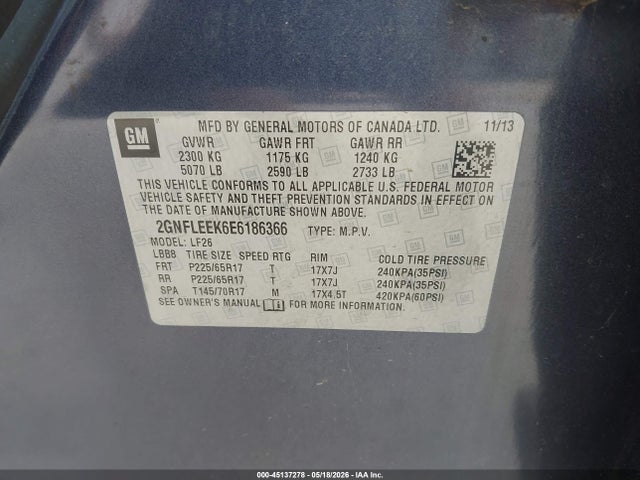 Продаж на аукціоні авто 2014 Chevrolet Equinox Ls, vin: 2GNFLEEK6E6186366, номер лоту: 45137278