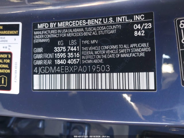 4JGDM4EBXPA019503 Mercedes-Benz Eqs 580 Suv 4matic