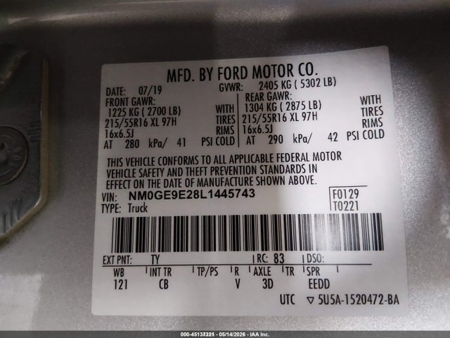 NM0GE9E28L1445743 Ford Transit Connect Xl Passenger