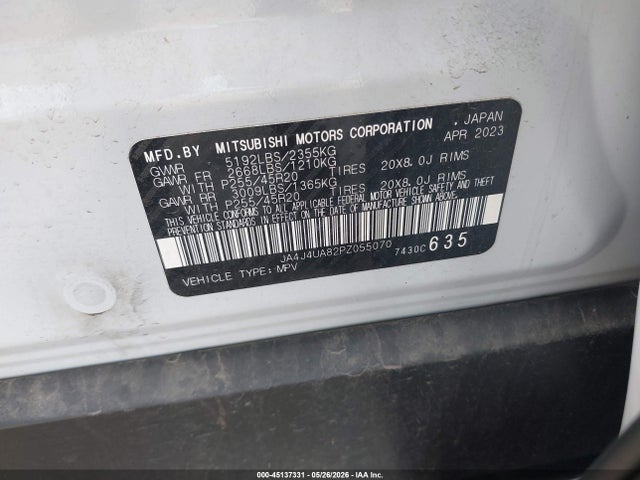 JA4J4UA82PZ055070 Mitsubishi Outlander Se 2.5 S-awc