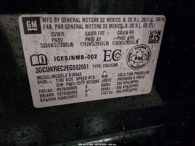 Chevrolet Silverado 1500 1lt/2lt 2014 3GCUKREC2EG502661 Image 9