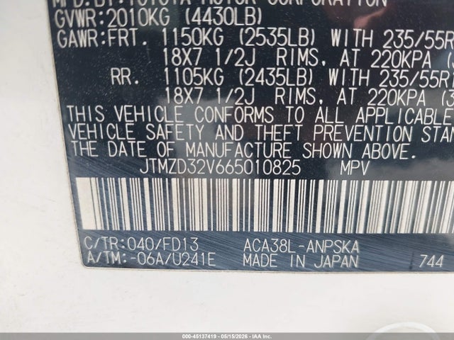 2006 Toyota Rav4 Sport მანქანა იყიდება აუქციონზე, vin: JTMZD32V665010825, აუქციონის ნომერი: 45137419