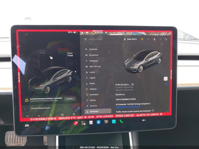 45137425 :رقم المزاد ، 5YJ3E1EB9LF711975 vin ، 2020 Tesla Model 3 Long Range Dual Motor All-wheel Drive مزاد بيع