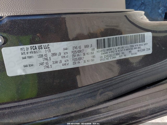 2018 Dodge Grand Caravan Se მანქანა იყიდება აუქციონზე, vin: 2C4RDGBG2JR190647, აუქციონის ნომერი: 45137449