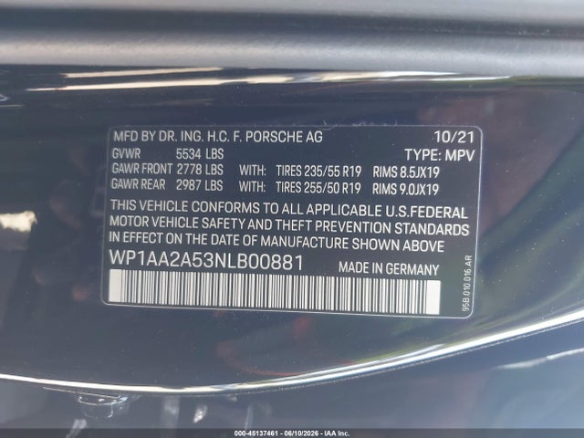 WP1AA2A53NLB00881 Porsche Macan