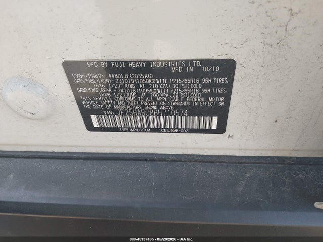 Продажа на аукционе авто 2011 Subaru Forester 2.5x, vin: JF2SHABC8BH710574, номер лота: 45137465