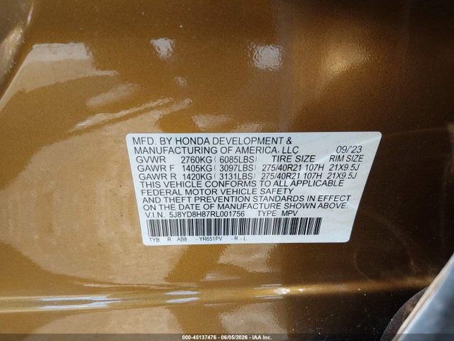 Acura Mdx Type S Advance Package 2024 5J8YD8H87RL001756 Image 9