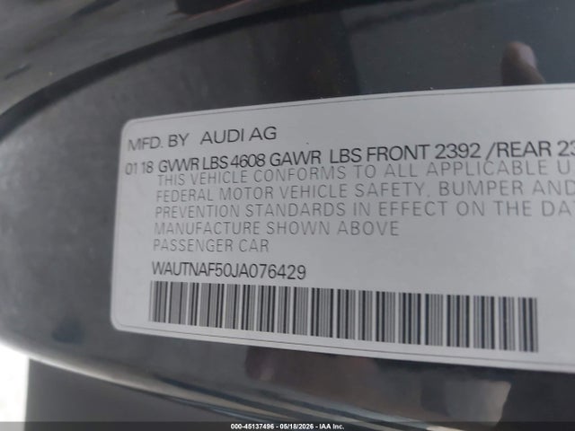 Продажа на аукционе авто 2018 Audi A5 2.0t Premium, vin: WAUTNAF50JA076429, номер лота: 45137496