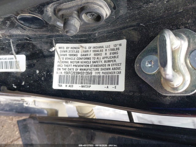 Продаж на аукціоні авто 2017 Honda Civic Lx, vin: 19XFC2E59HE013849, номер лоту: 45137533