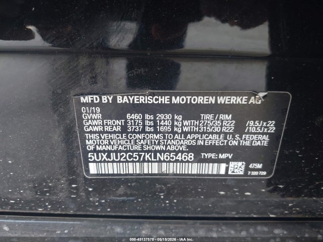 5UXJU2C57KLN65468 BMW X5 Xdrive50i