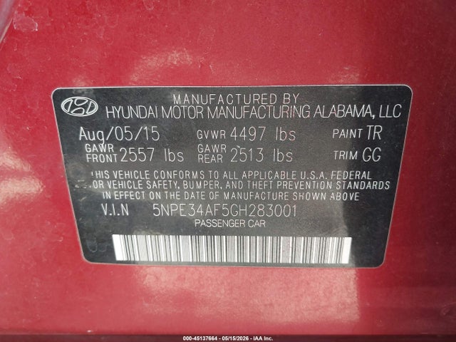 Hyundai Sonata Sport 2016 5NPE34AF5GH283001 Image 9