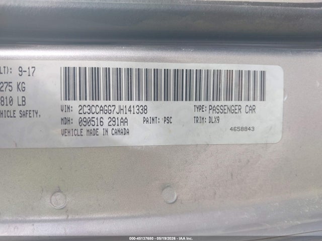 45137680 :رقم المزاد ، 2C3CCAGG7JH141338 vin ، 2018 Chrysler 300 300s Awd مزاد بيع
