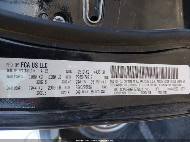 1C4NJPBA6FD376110 Jeep Patriot Sport
