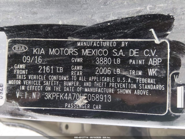 KIA FORTE LX 2017 3KPFK4A70HE058913 Image 9