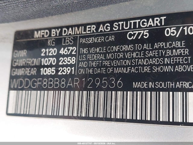 Продаж на аукціоні авто 2010 Mercedes-benz C 300 Luxury 4matic/sport 4matic, vin: WDDGF8BB8AR129536, номер лоту: 45137757