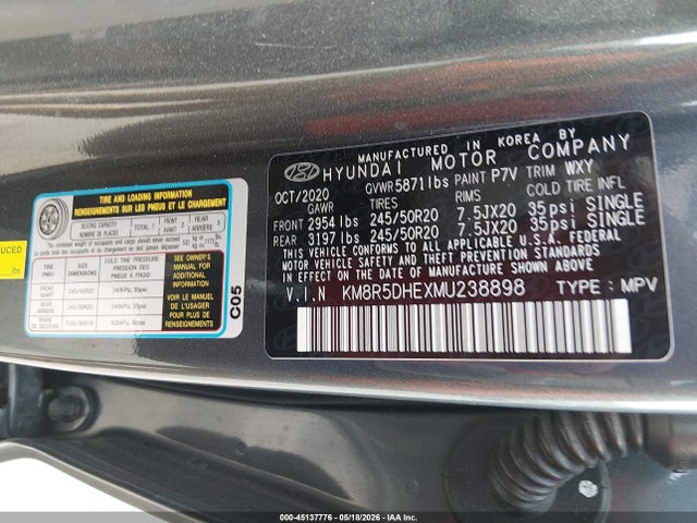 Продажа на аукционе авто 2021 Hyundai Palisade Limited, vin: KM8R5DHEXMU238898, номер лота: 45137776