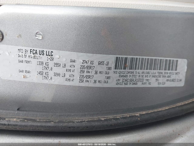 45137813 :رقم المزاد ، 2C4RC1BG4LR157233 vin ، 2020 Chrysler Pacifica Touring L مزاد بيع