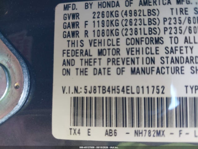 Aukcja sprzedaży 2014 Acura Rdx, vin: 5J8TB4H54EL011752, numer aukcji: 45137859