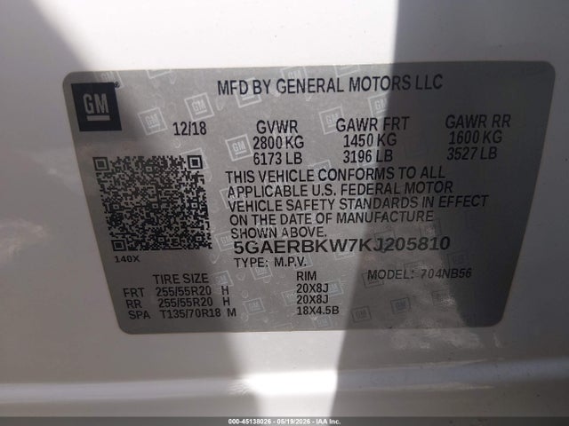 Aukcja sprzedaży 2019 Buick Enclave Fwd Essence, vin: 5GAERBKW7KJ205810, numer aukcji: 45138026
