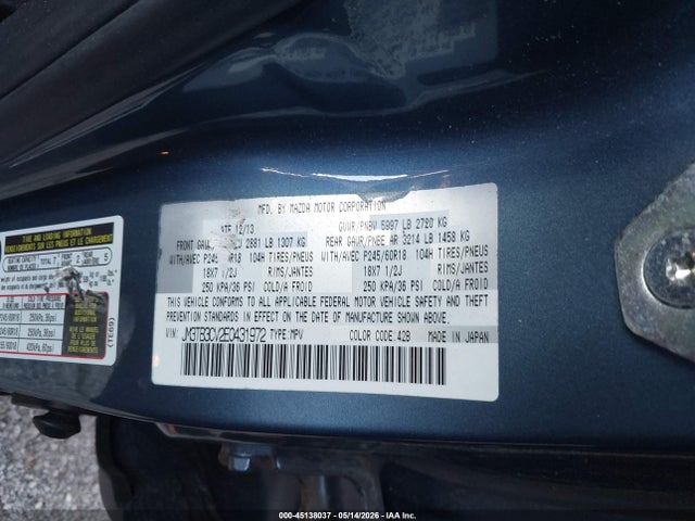 Продажа на аукционе авто 2014 Mazda Cx-9 Touring, vin: JM3TB3CV2E0431972, номер лота: 45138037