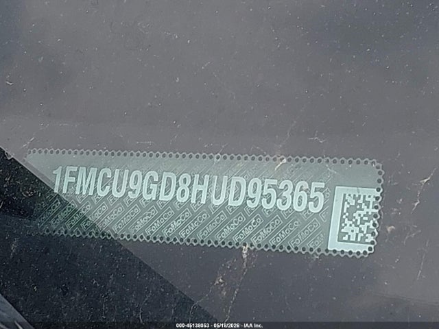 45138053 :رقم المزاد ، 1FMCU9GD8HUD95365 vin ، 2017 Ford Escape Se مزاد بيع