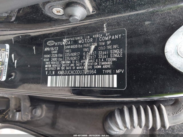 Aukcja sprzedaży 2013 Hyundai Tucson Gls, vin: KM8JUCAC0DU728964, numer aukcji: 45138069